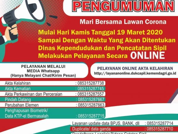 Pengumuman Dinas Kependudukan Dan Pencatatan Sipil Kota Cimahi