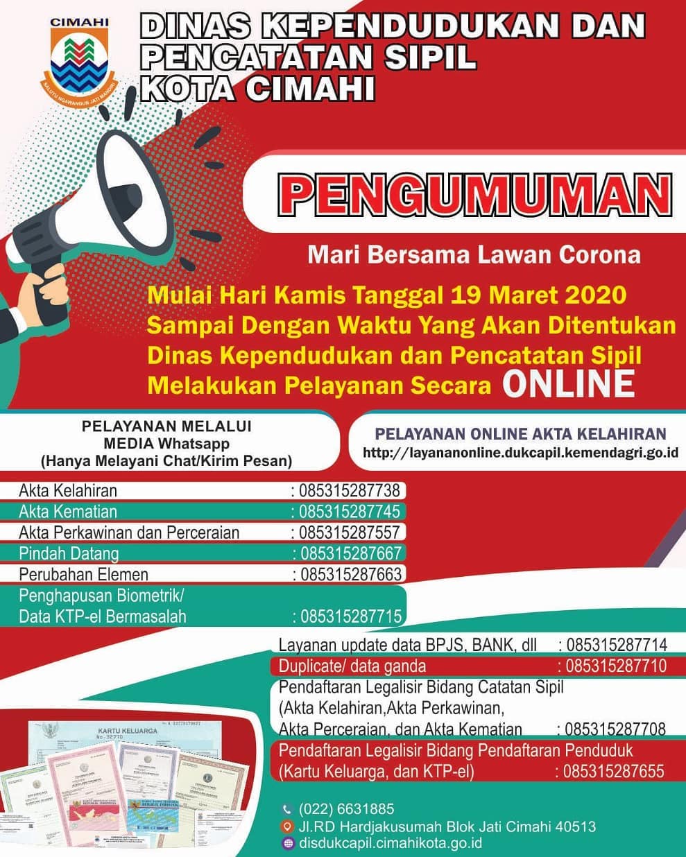 Pengumuman Dinas Kependudukan Dan Pencatatan Sipil Kota Cimahi